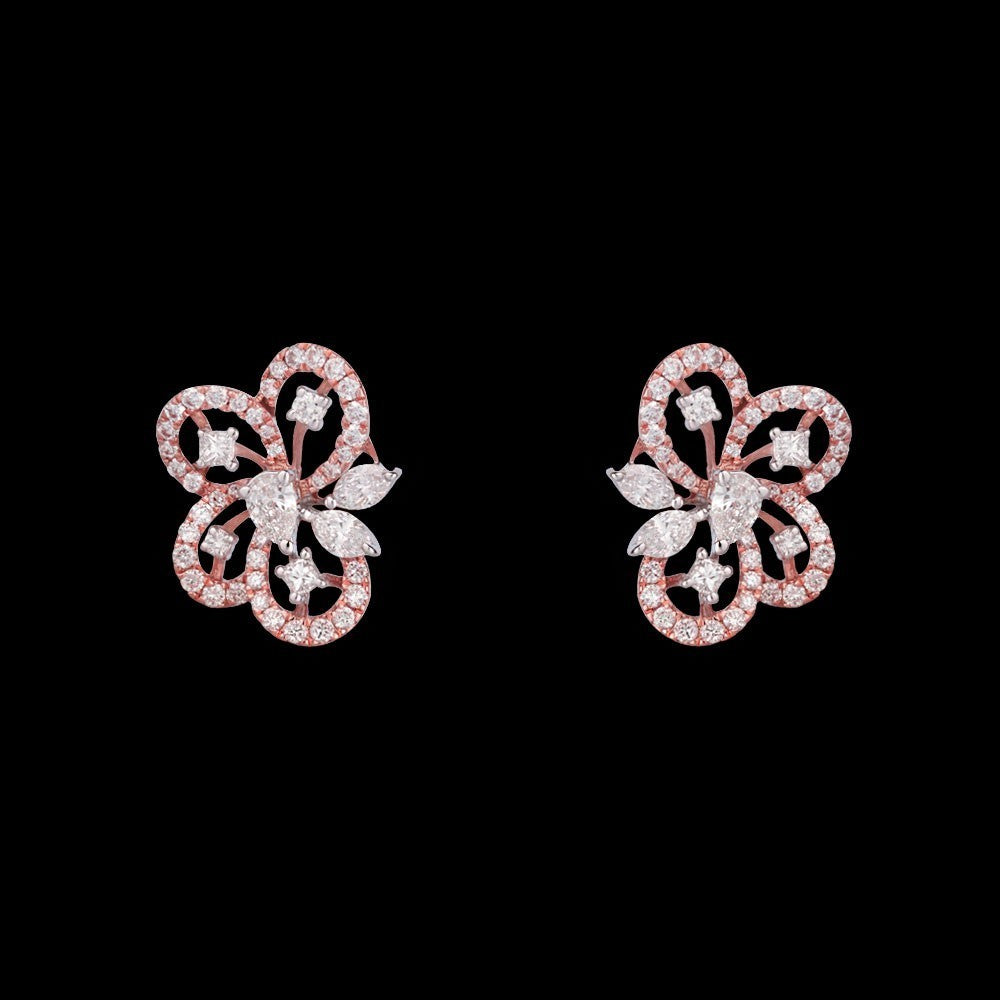 14K Rose Gold Diamond Earrings - 0.94ct VS-FG