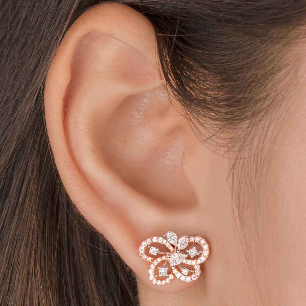 14K Rose Gold Diamond Earrings - 0.94ct VS-FG