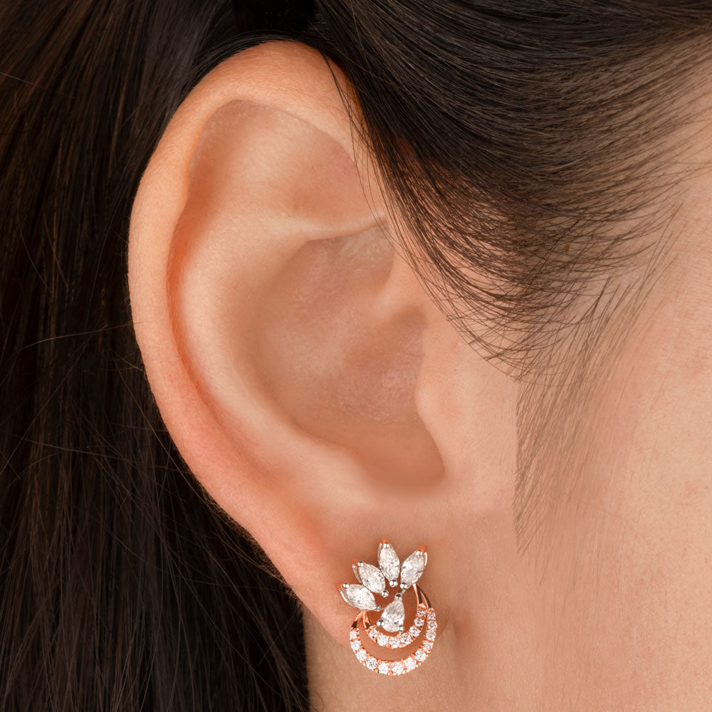 14K Rose Gold Diamond Earrings - 0.82ct VS-SI-FG
