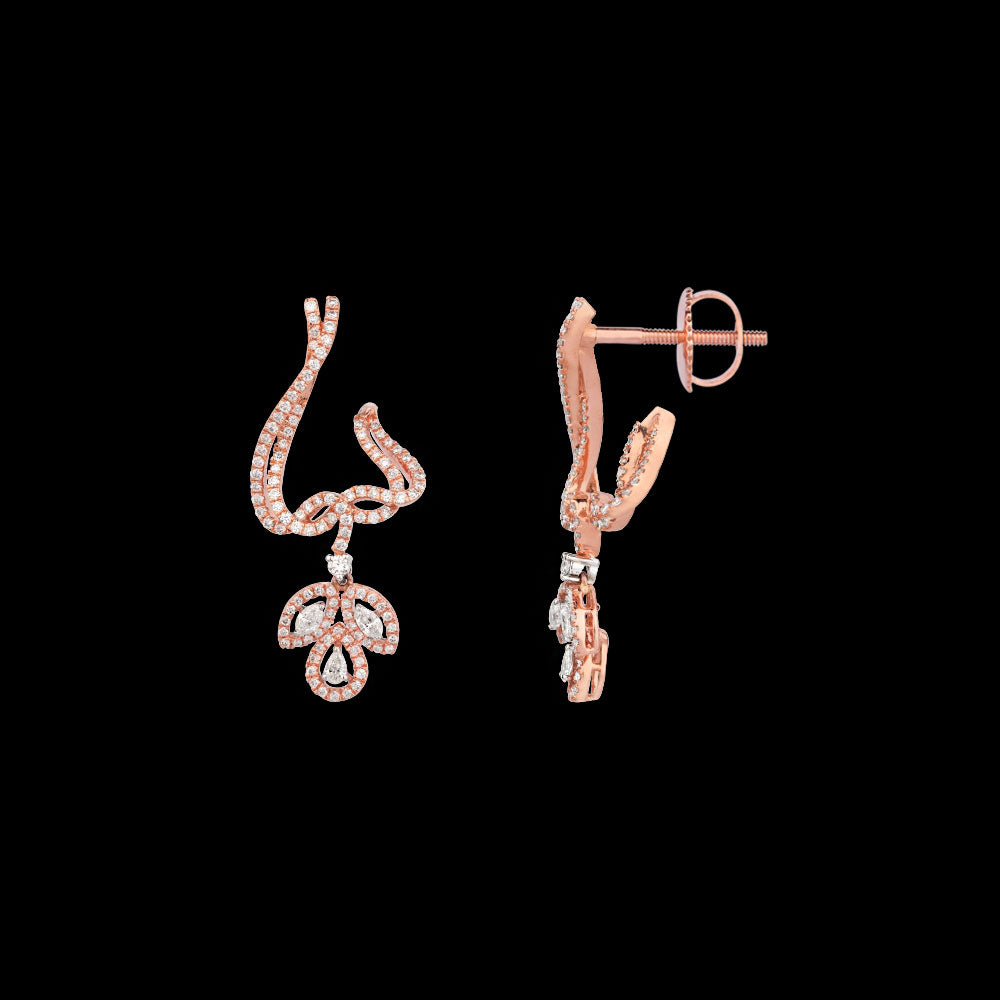 18K Rose Gold Diamond Earrings - 1.22ct VS-FG