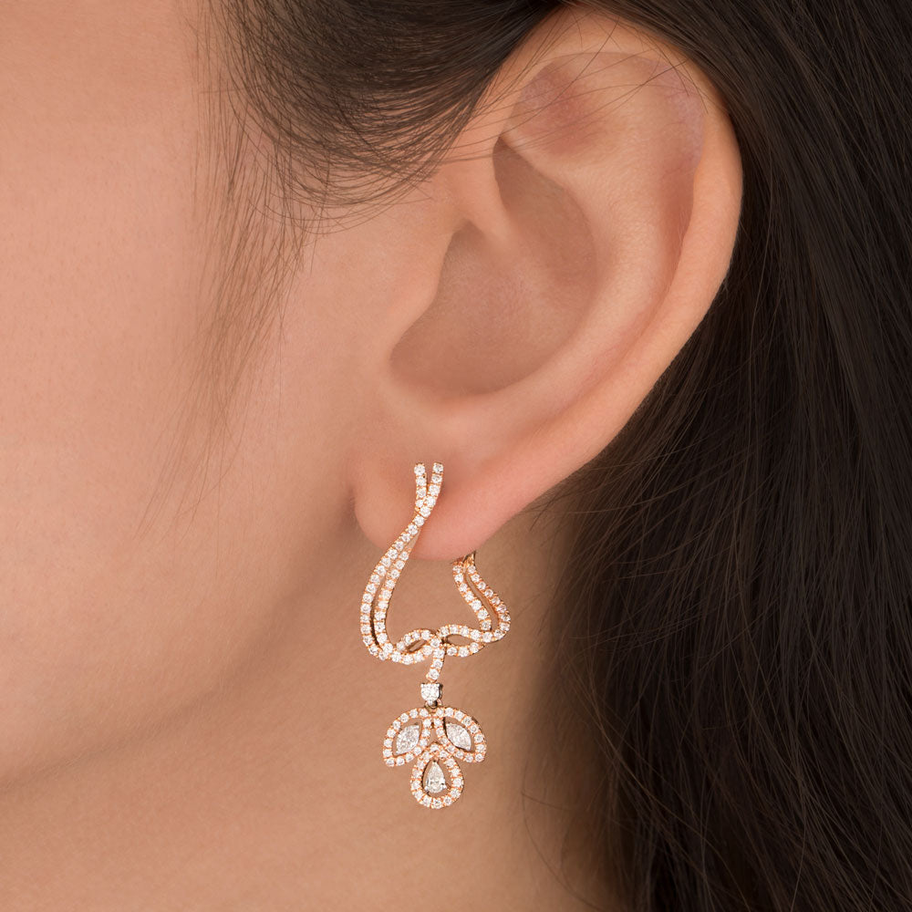18K Rose Gold Diamond Earrings - 1.22ct VS-FG