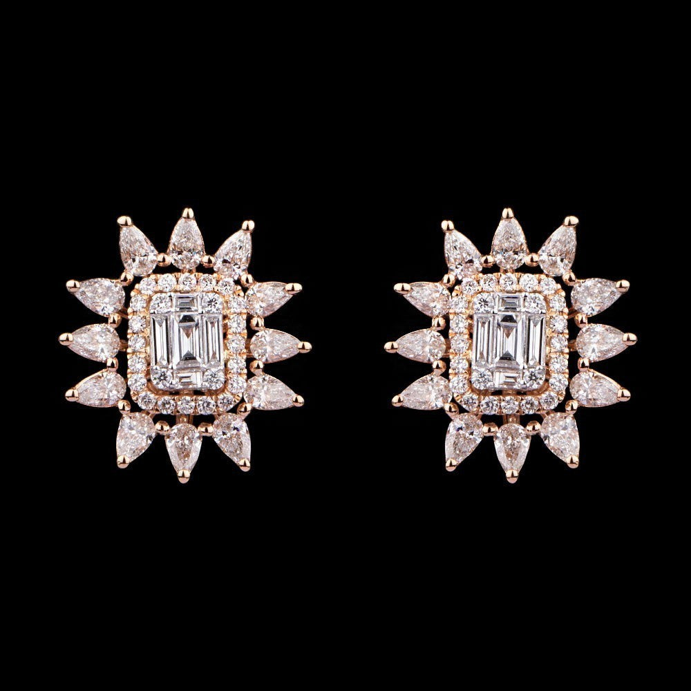 18K Rose Gold Diamond Earrings - 1.24ct VS-FG