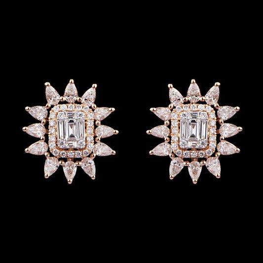 18K Rose Gold Diamond Earrings - 1.24ct VS-FG
