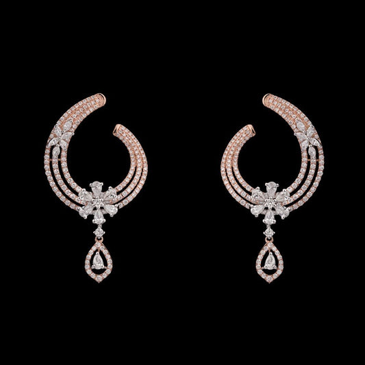 18K Rose Gold Diamond Earrings - 2.66ct VS-SI-FG