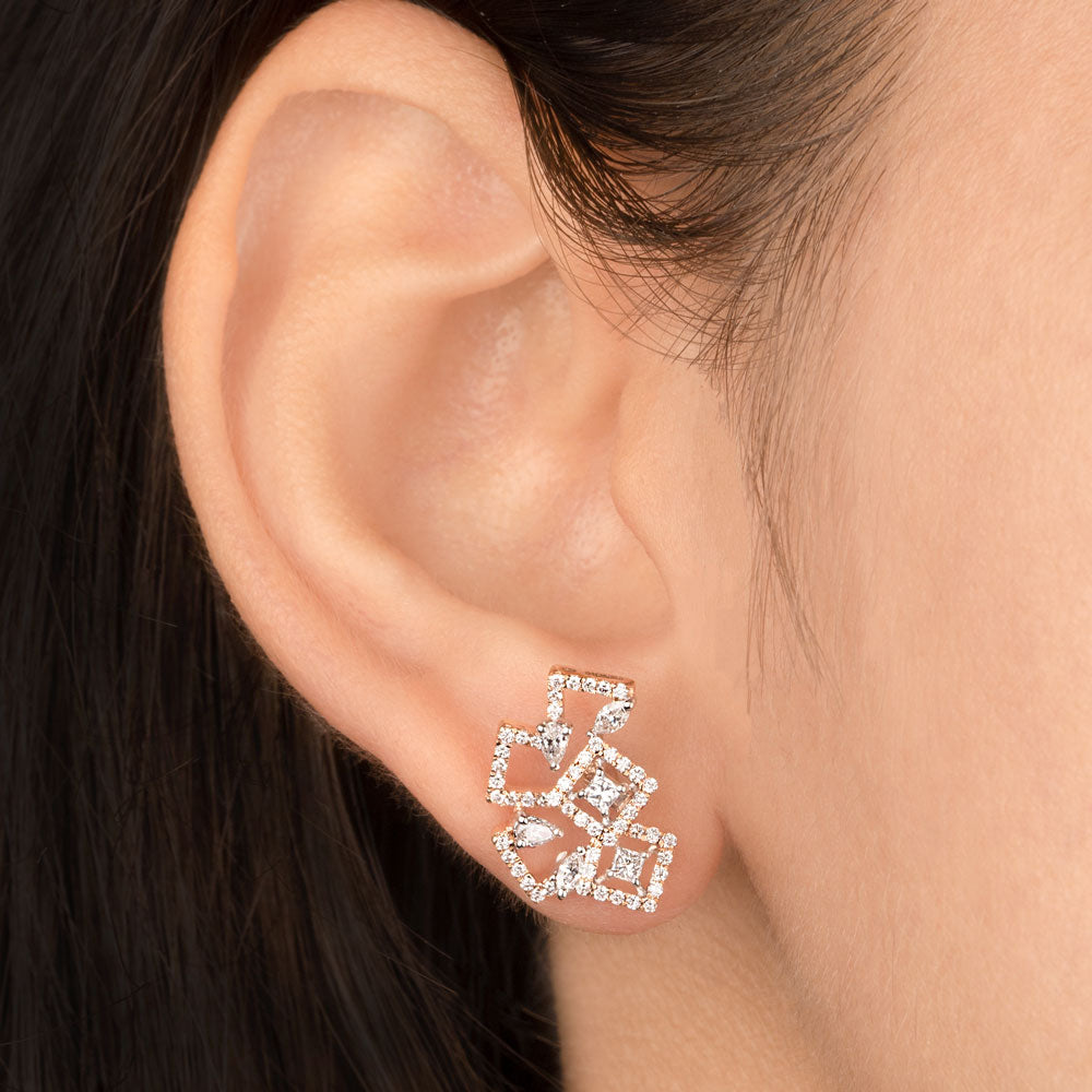 14K Rose Gold Diamond Earrings - 0.76ct VS-SI-FG