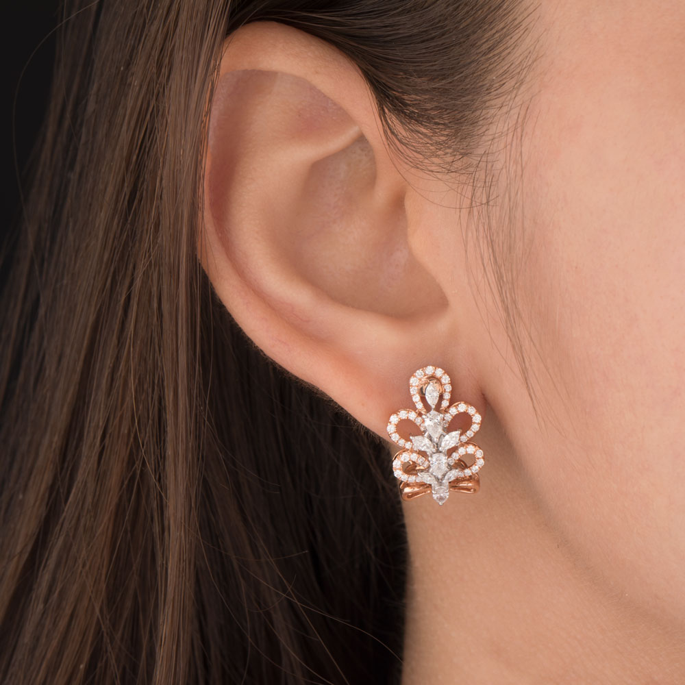 14K Rose Gold Diamond Earrings - 1.15ct VS-SI-FG
