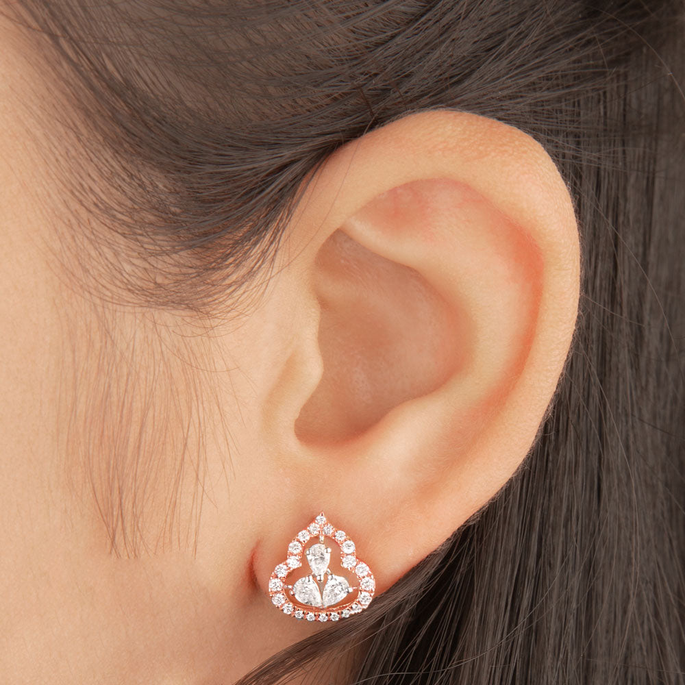 14K Rose Gold Diamond Earrings - 0.8ct VS-SI-FG