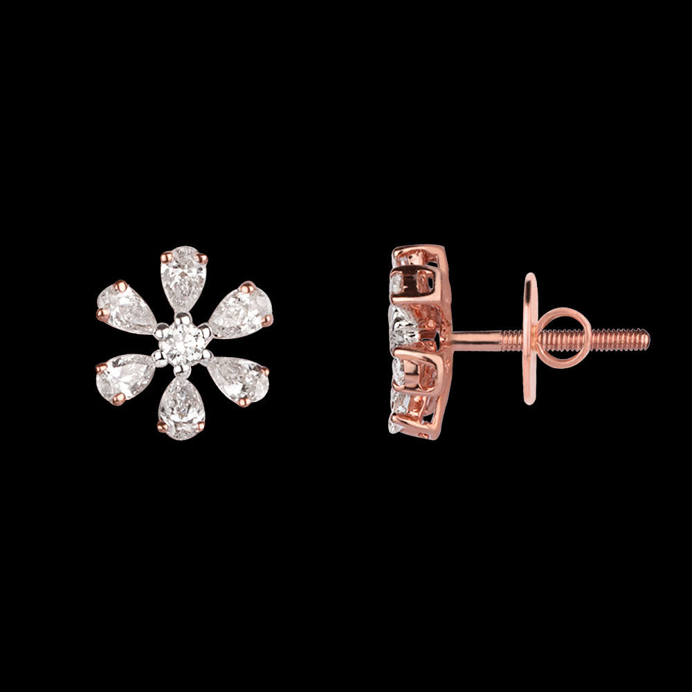 14K Rose Gold Diamond Earrings - 0.84ct VS-FG