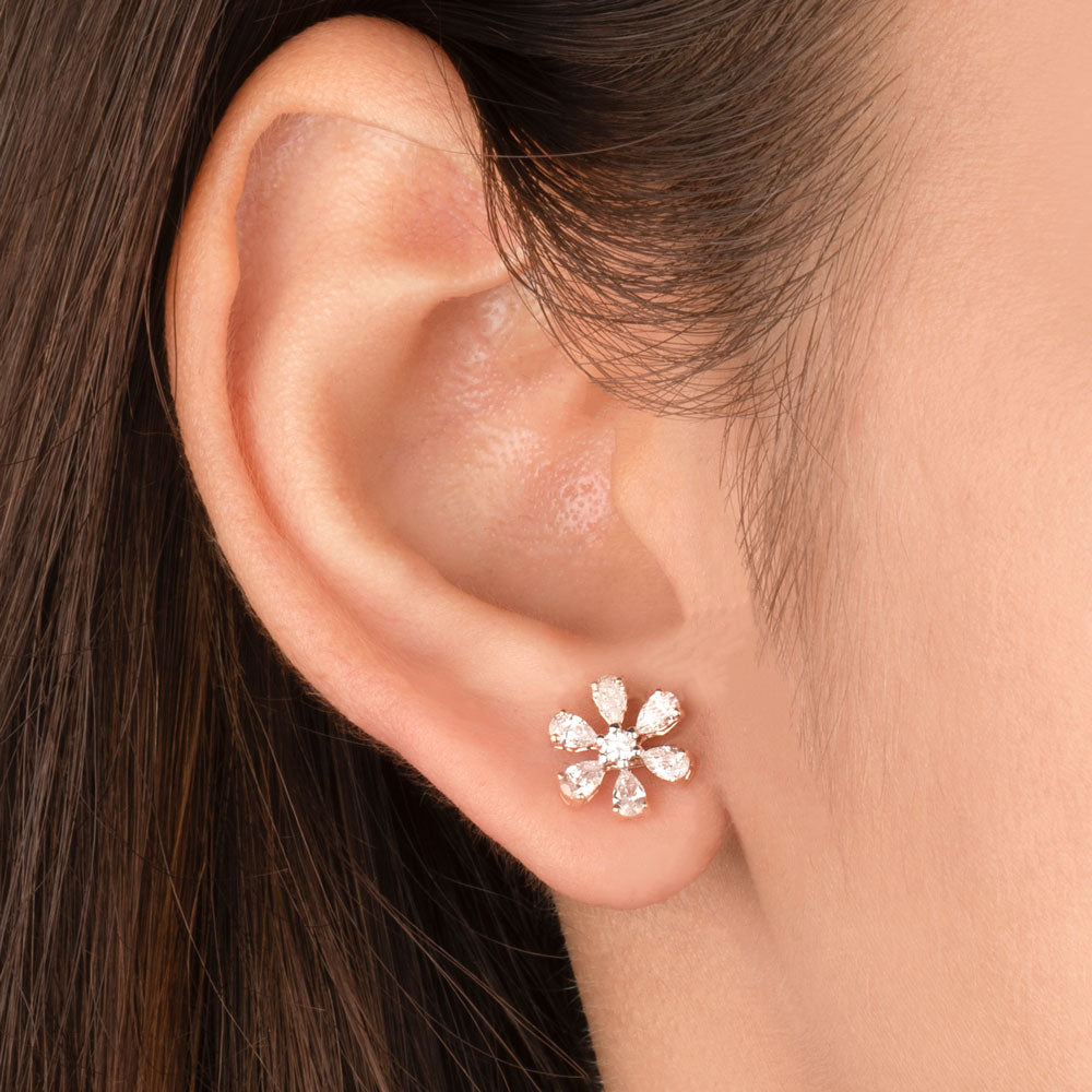 14K Rose Gold Diamond Earrings - 0.84ct VS-FG