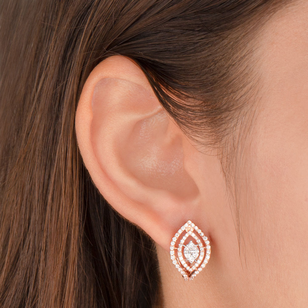 14K Rose Gold Diamond Earrings - 0.94ct VS-FG