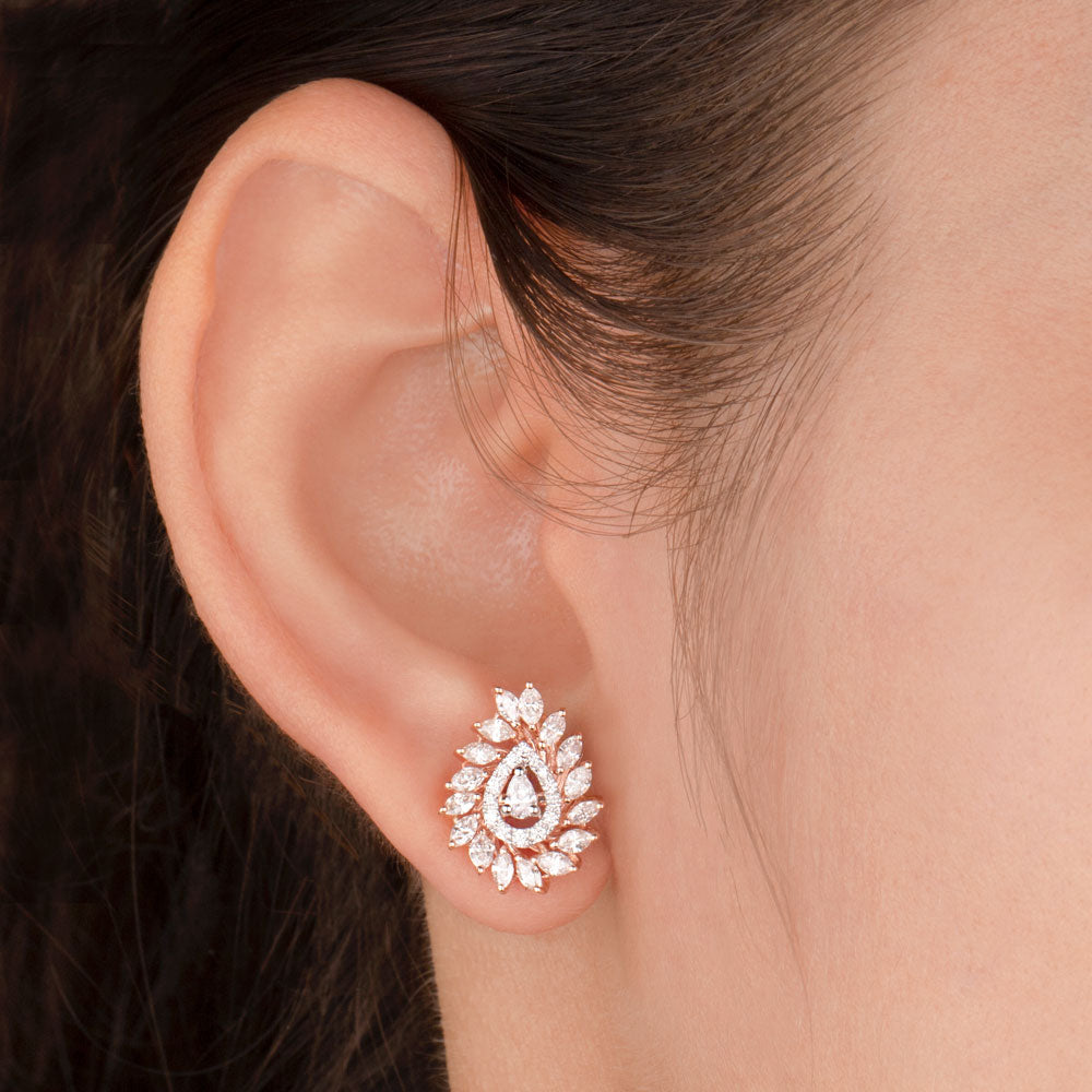 14K Rose Gold Diamond Earrings - 1.19ct VS-SI-FG