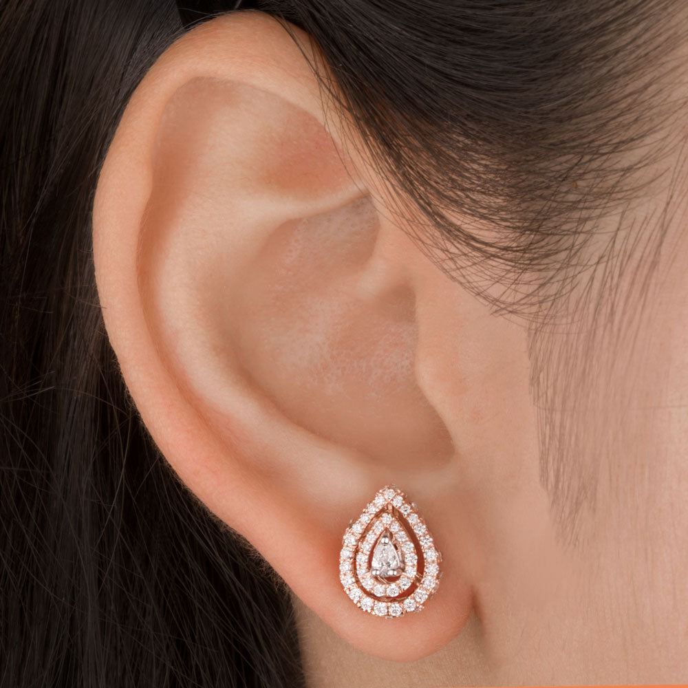 14K Rose Gold Diamond Earrings - 0.97ct VS-FG