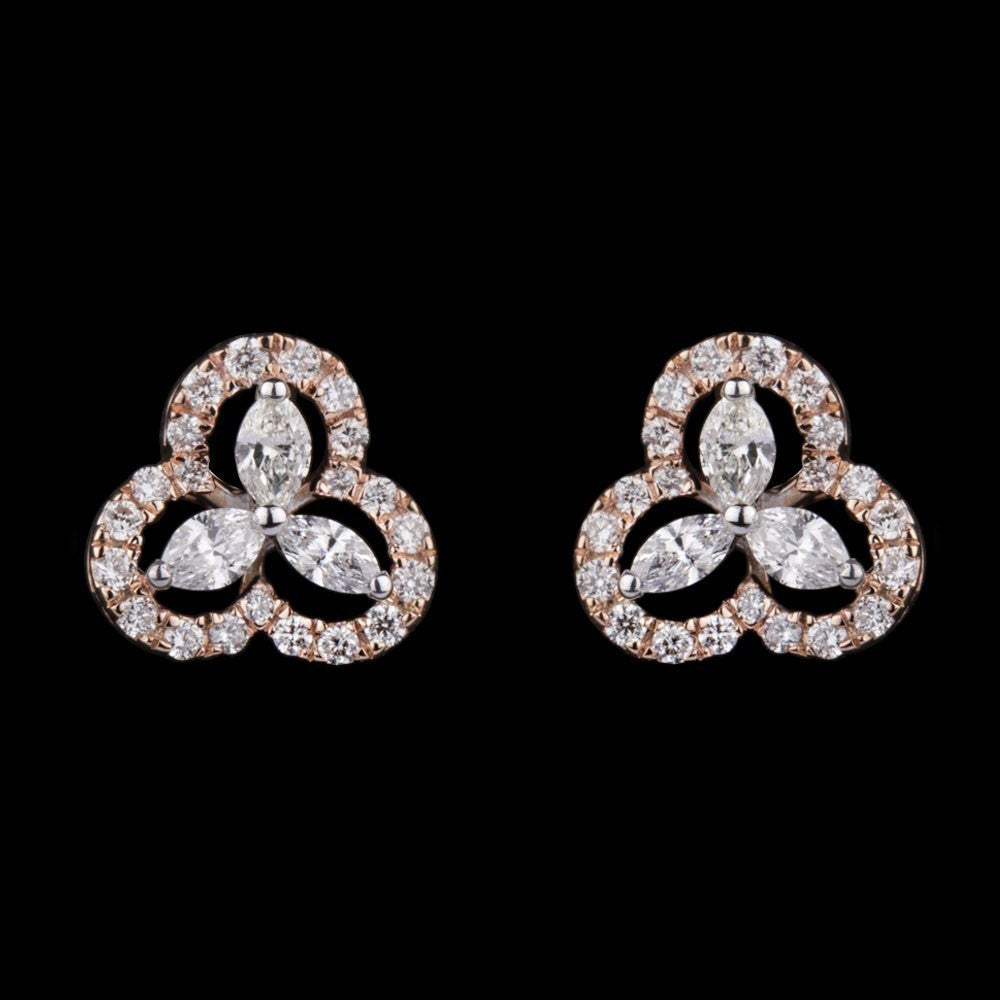 14K Rose Gold Diamond Earrings - 0.55ct VS-FG