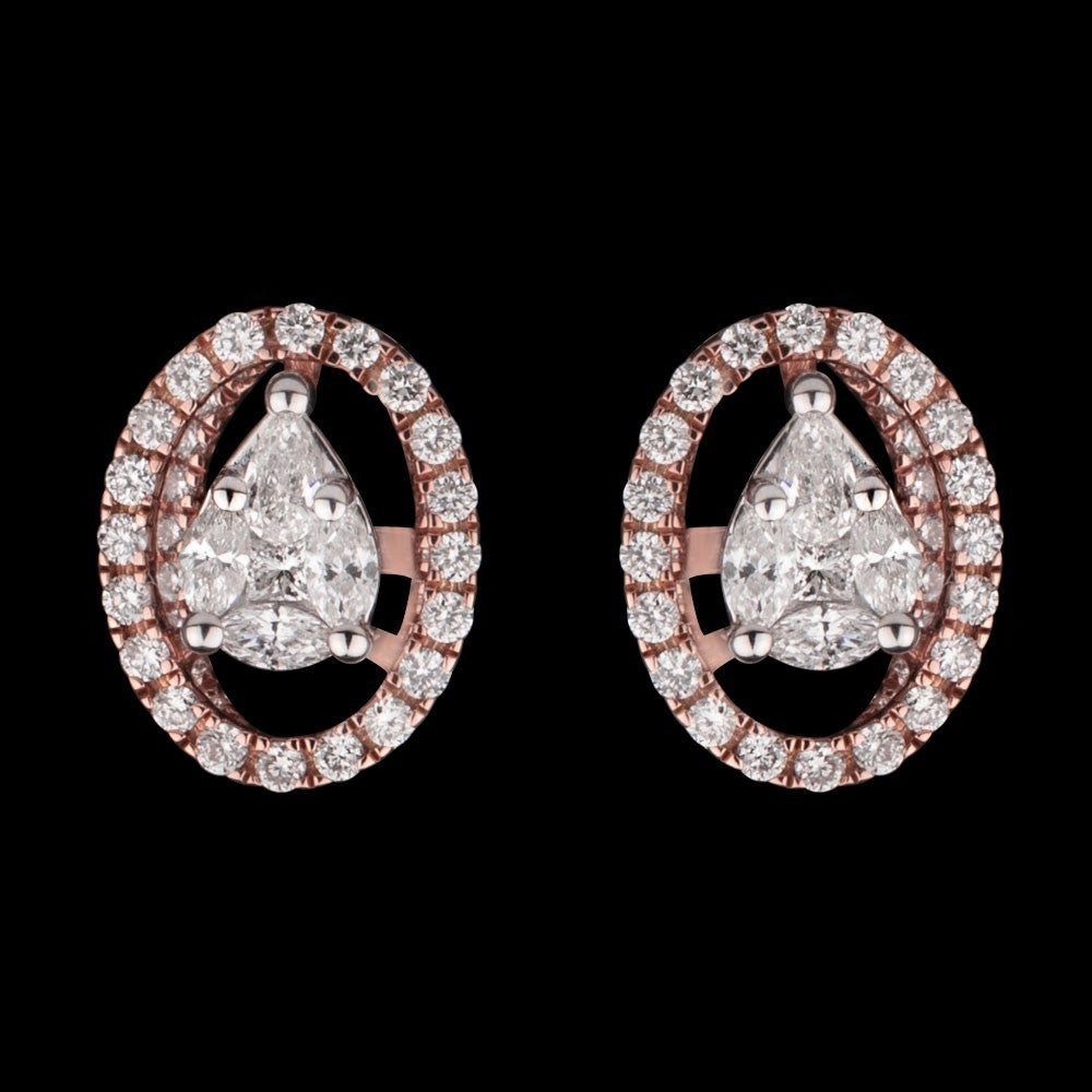 18K Rose Gold Diamond Earrings - 0.72ct VS-SI-FG