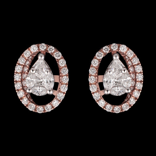 18K Rose Gold Diamond Earrings - 0.72ct VS-SI-FG