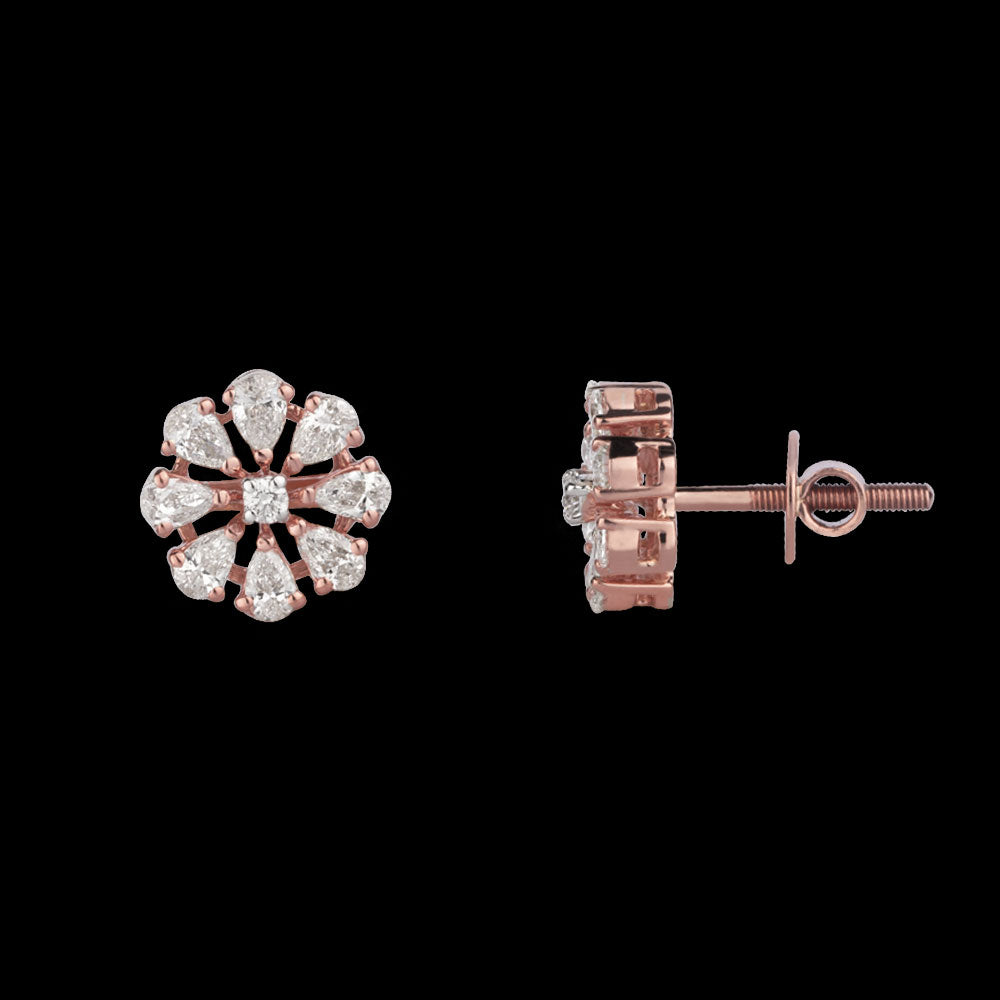 14K Rose Gold Diamond Earrings - 0.89ct VS-FG