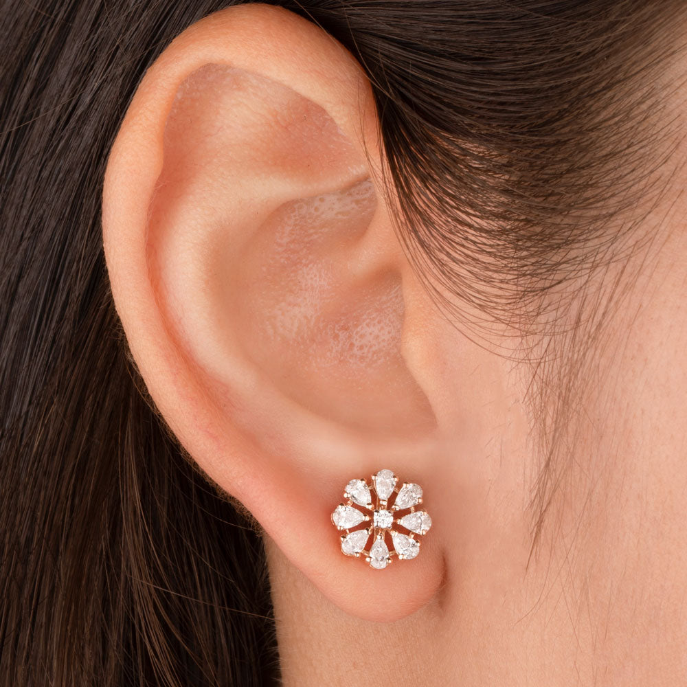 14K Rose Gold Diamond Earrings - 0.89ct VS-FG