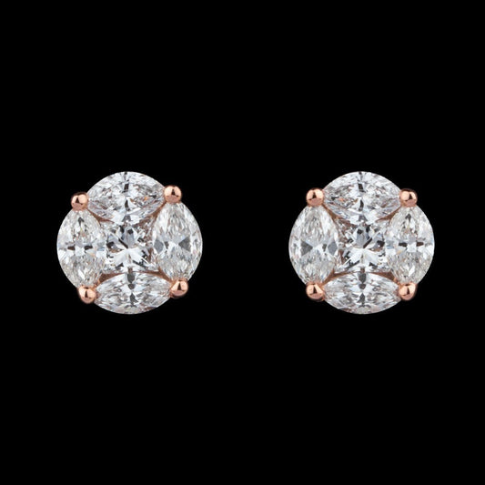 18K Rose Gold Diamond Earrings - 1.34ct VS-SI-FG