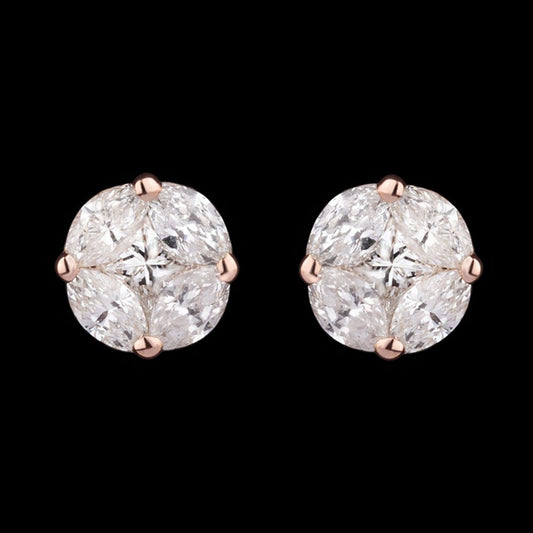 14K Rose Gold Diamond Earrings - 0.51ct VS-SI-FG