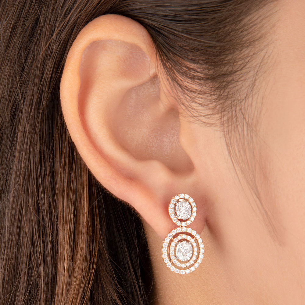14K Rose Gold Diamond Earrings - 1.18ct VS-FG