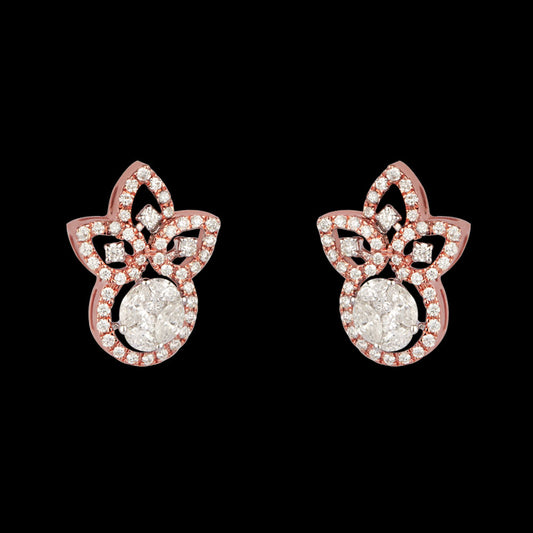 14K Rose Gold Diamond Earrings - 1.02ct VS-SI-FG