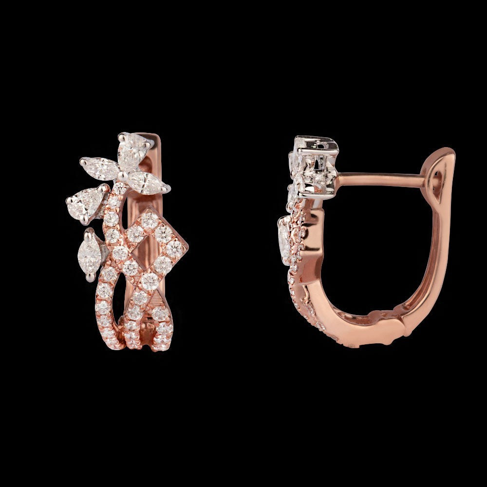 14K Rose Gold Diamond Earrings - 0.61ct VS-FG