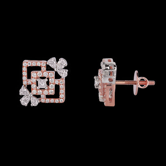 18K Rose Gold Diamond Earrings - 0.95ct VS-SI-FG