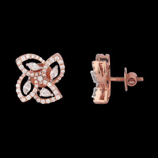 18K Rose Gold Diamond Earrings - 0.55ct VVS-VS-EF