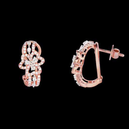 14K Rose Gold Diamond Earrings - 0.9ct VS-SI-FG