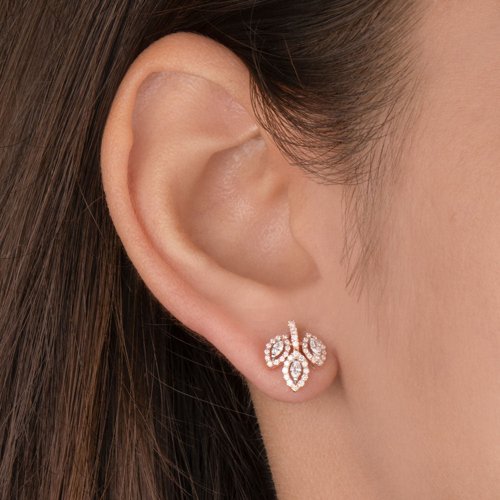 14K Rose Gold Diamond Earrings - 0.42ct VS-FG