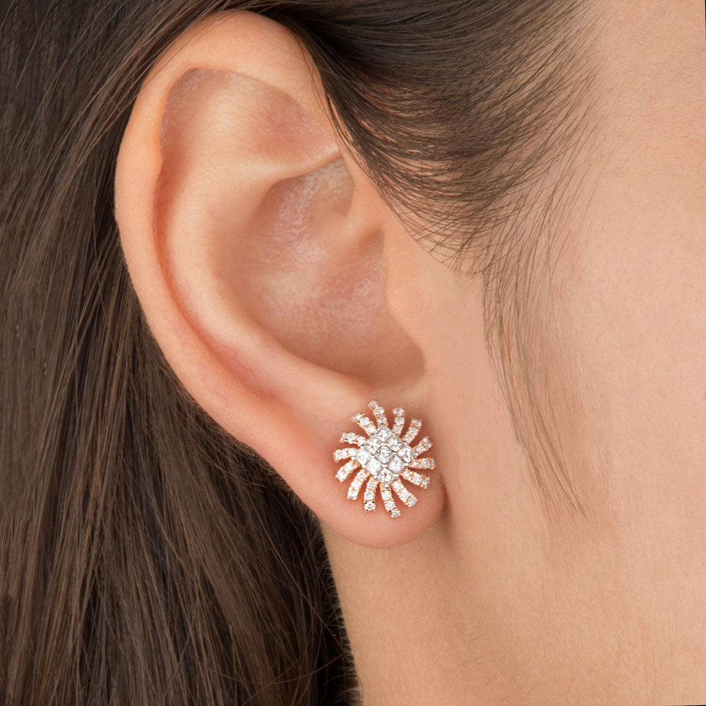 14K Rose Gold Diamond Earrings - 0.92ct VS-FG