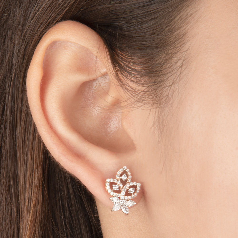 14K Rose Gold Diamond Earrings - 0.81ct VS-FG