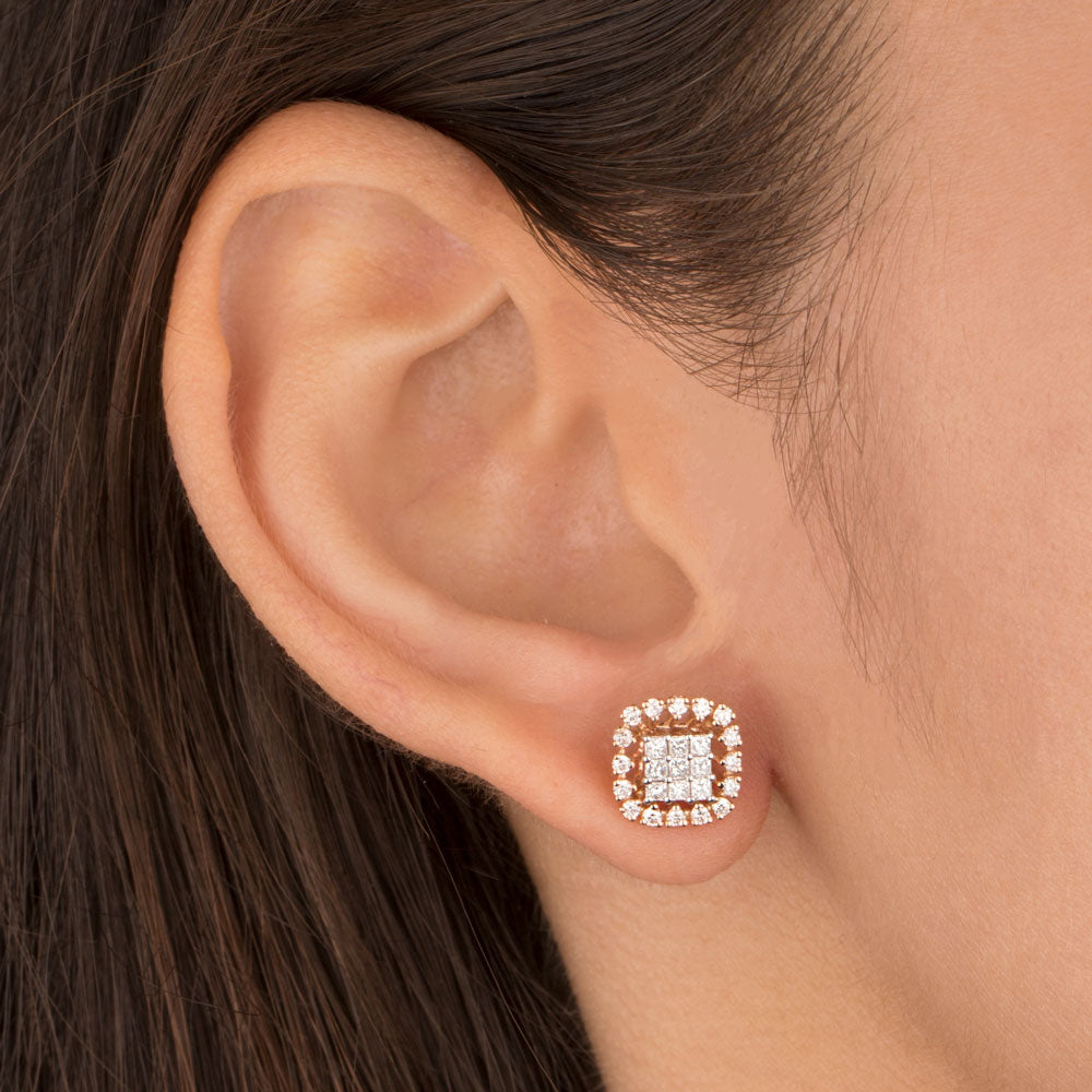 14K Rose Gold Diamond Earrings - 0.59ct VS-FG