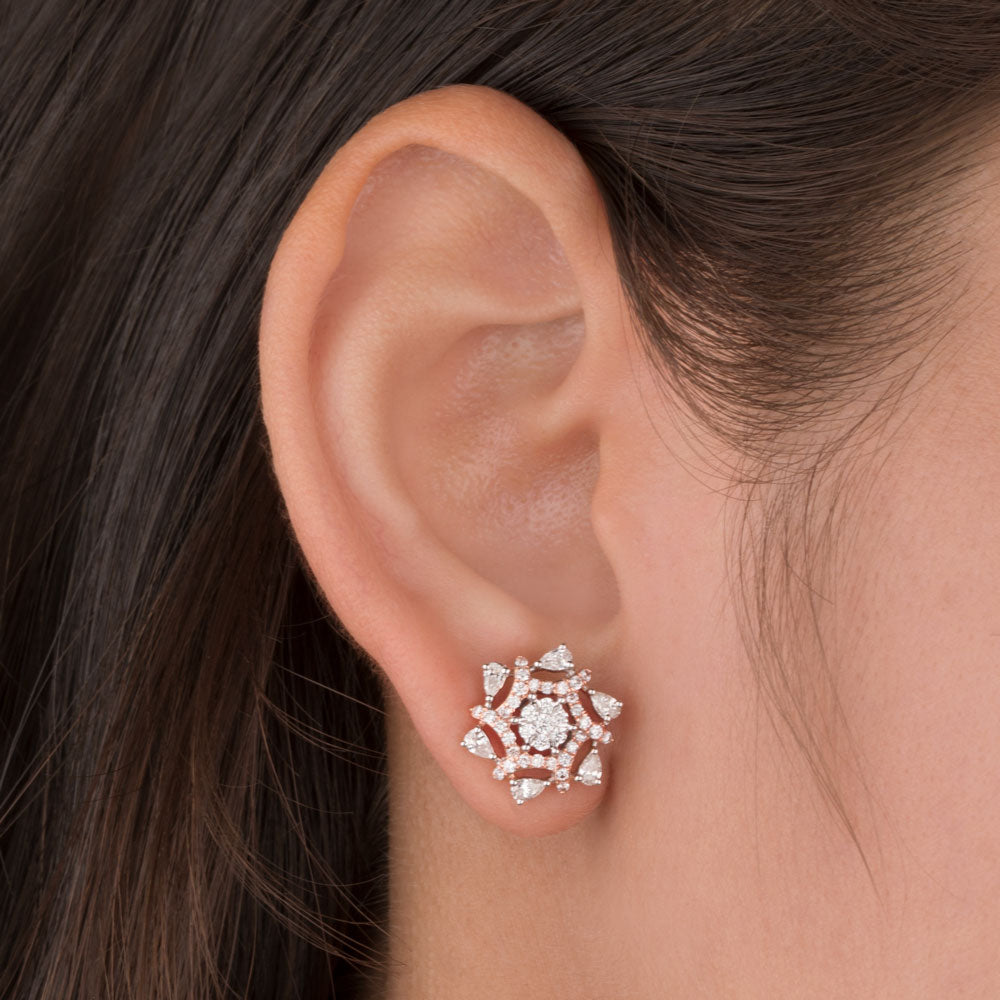 14K Rose Gold Diamond Earrings - 0.9ct VS-FG