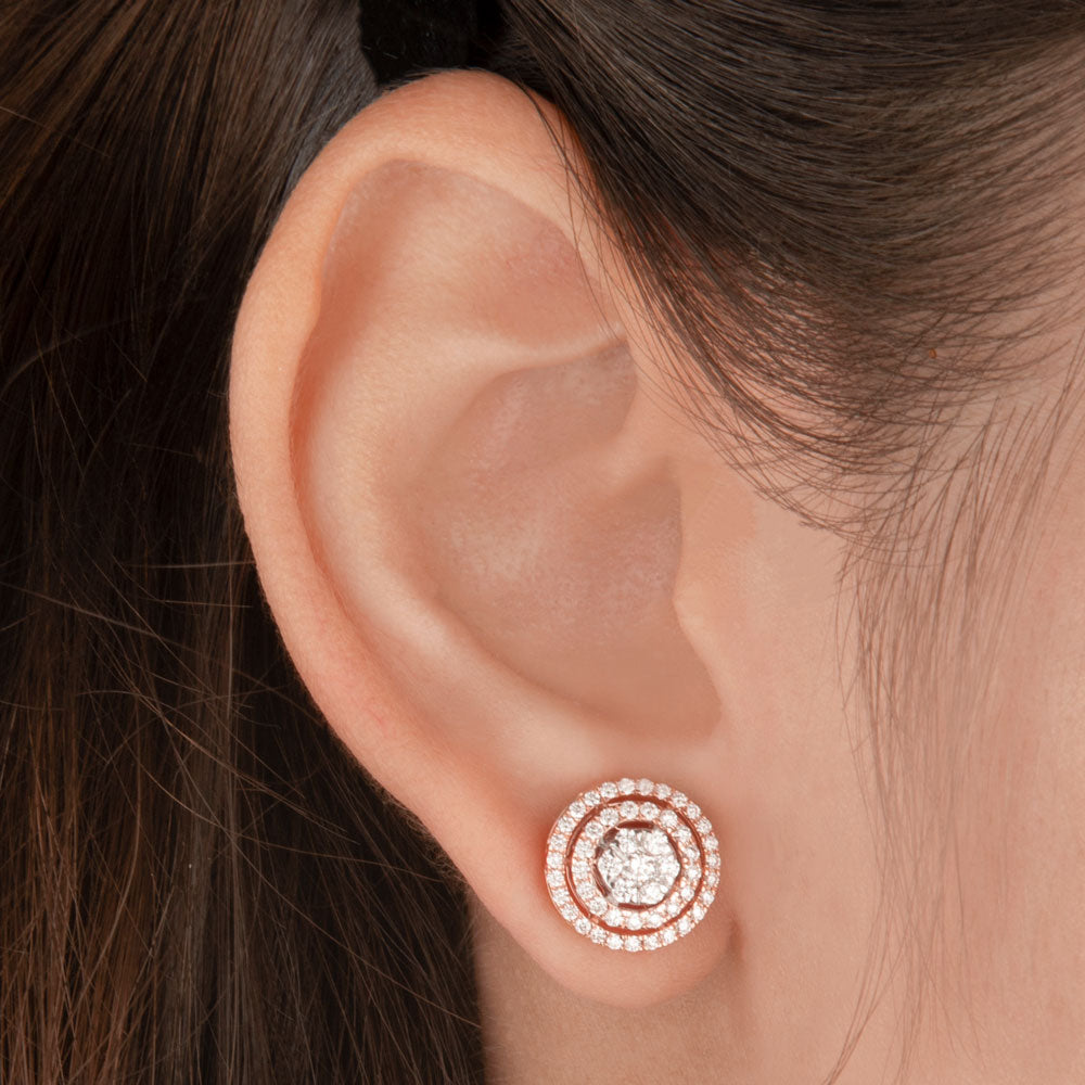 14K Rose Gold Diamond Earrings - 0.76ct VVS-VS-GH