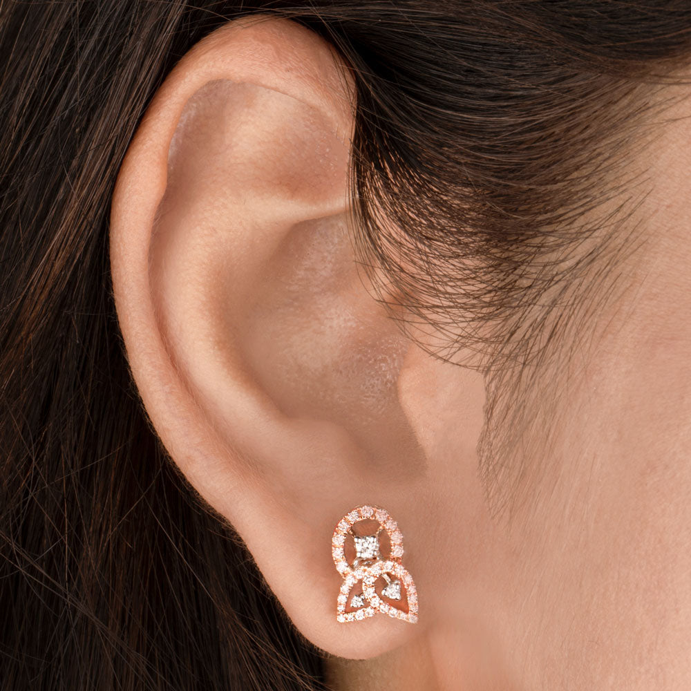 14K Rose Gold Diamond Earrings - 0.35ct VVS-VS-GH