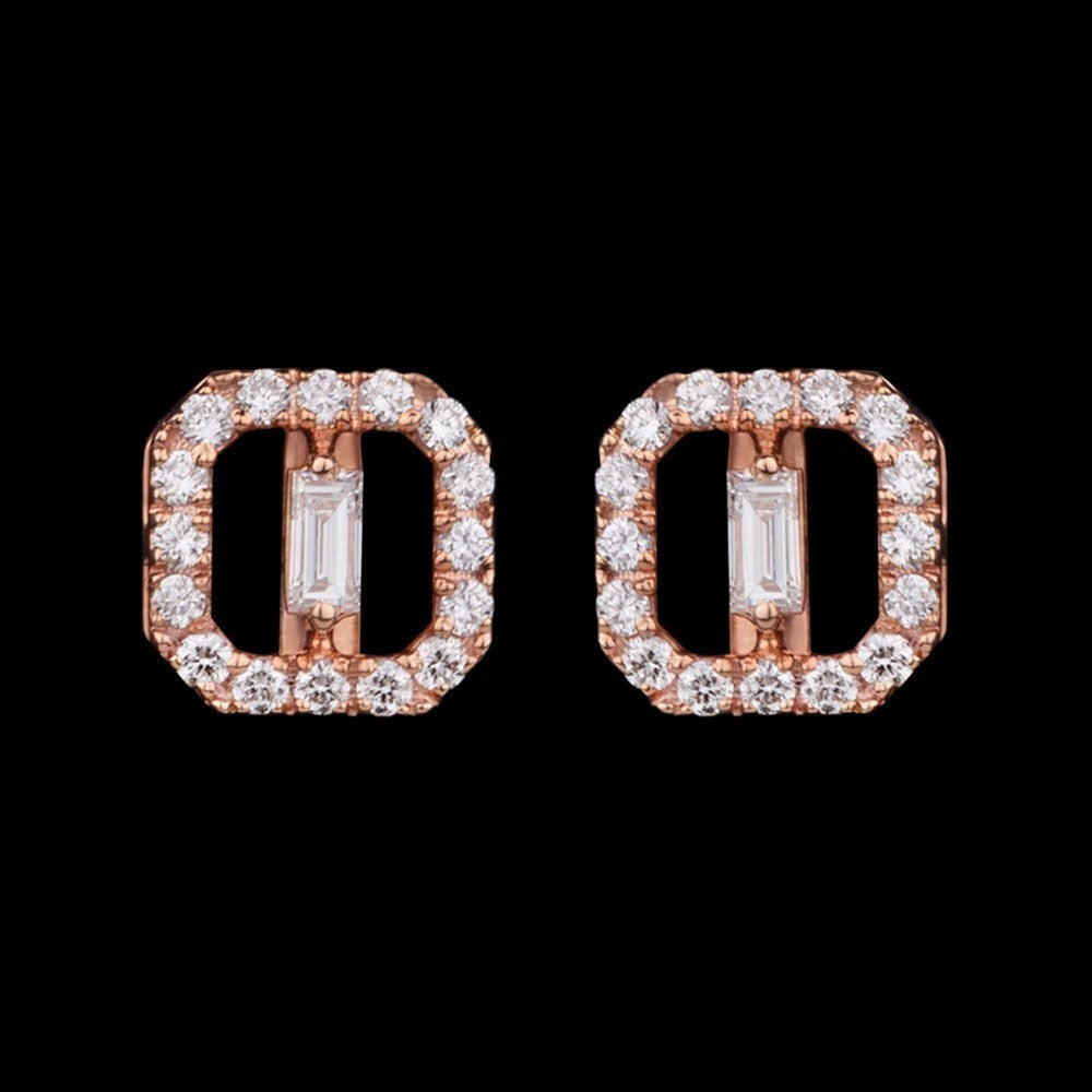 18K Rose Gold Diamond Earrings - 0.31ct VVS-FG