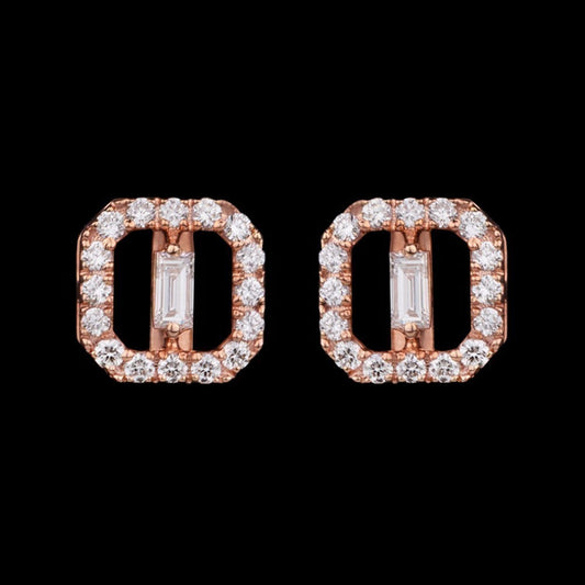 18K Rose Gold Diamond Earrings - 0.31ct VVS-FG