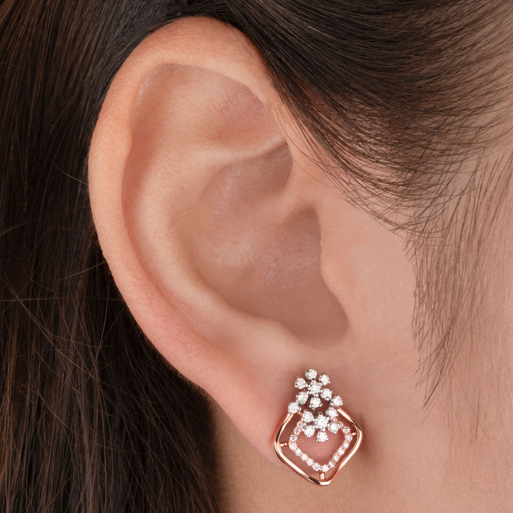 14K Rose Gold Diamond Earrings - 0.45ct VVS-VS-GH
