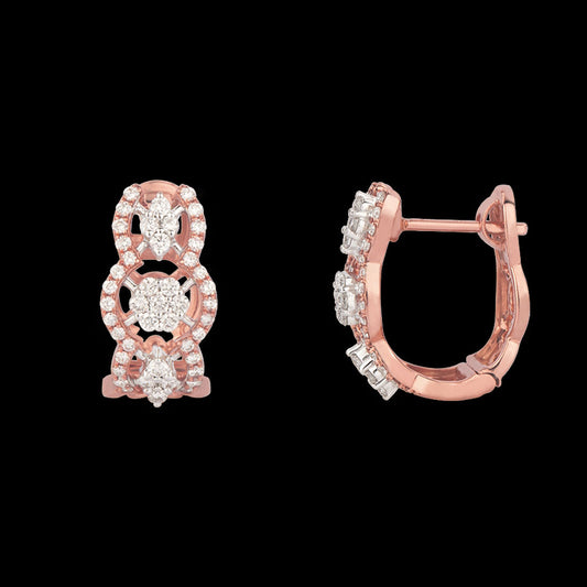 14K Rose Gold Diamond Earrings - 0.64ct VS-SI-GH