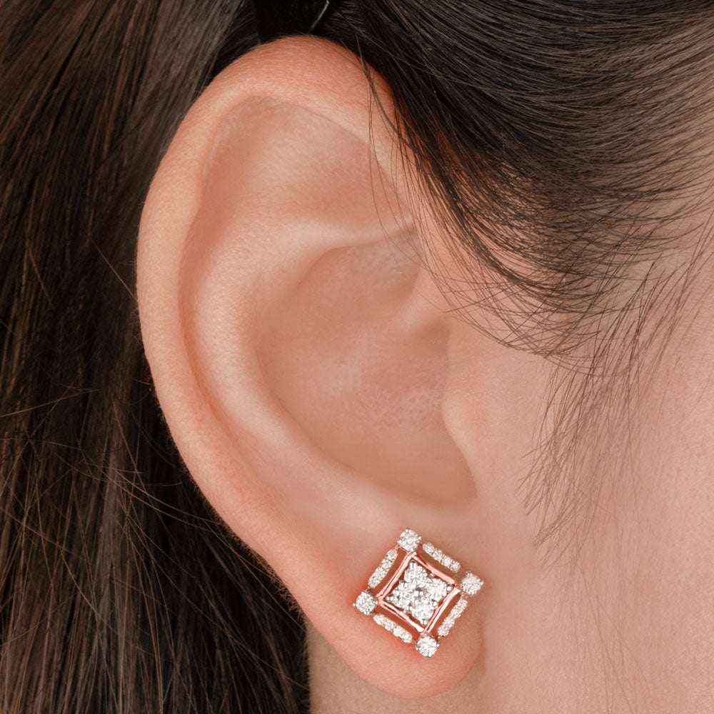 14K Rose Gold Diamond Earrings - 0.53ct VVS-VS-GH