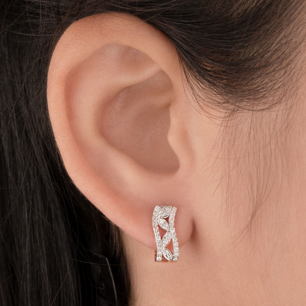 18K Rose Gold Diamond Earrings - 0.335ct VS-SI-FG