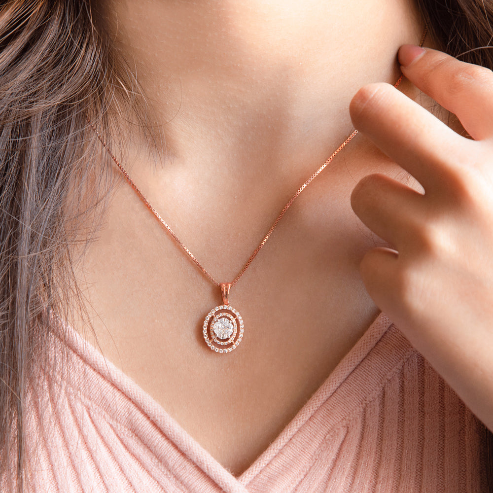 18K Rose Gold Diamond Pendant - 0.58ct VS-SI-FG