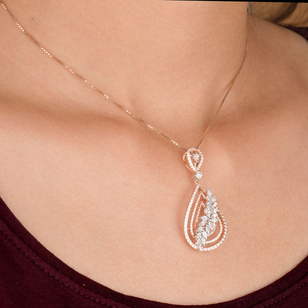 14K Rose Gold Diamond Pendant - 1.41ct VS-FG