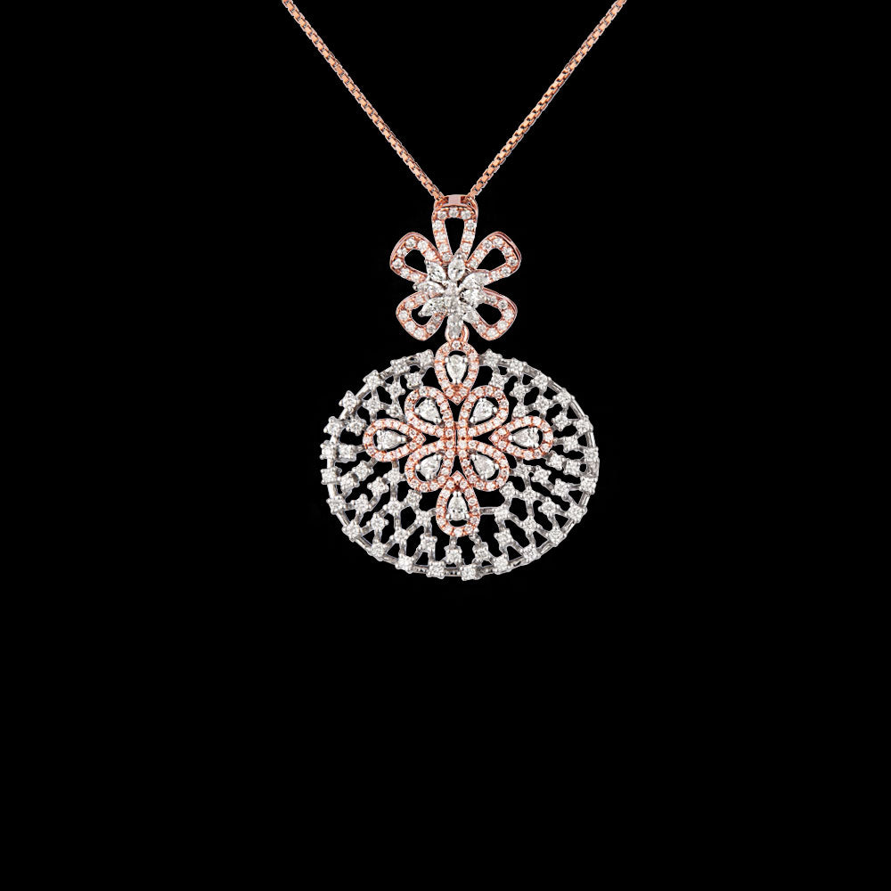 14K Rose Gold Diamond Pendant - 2ct VS-FG