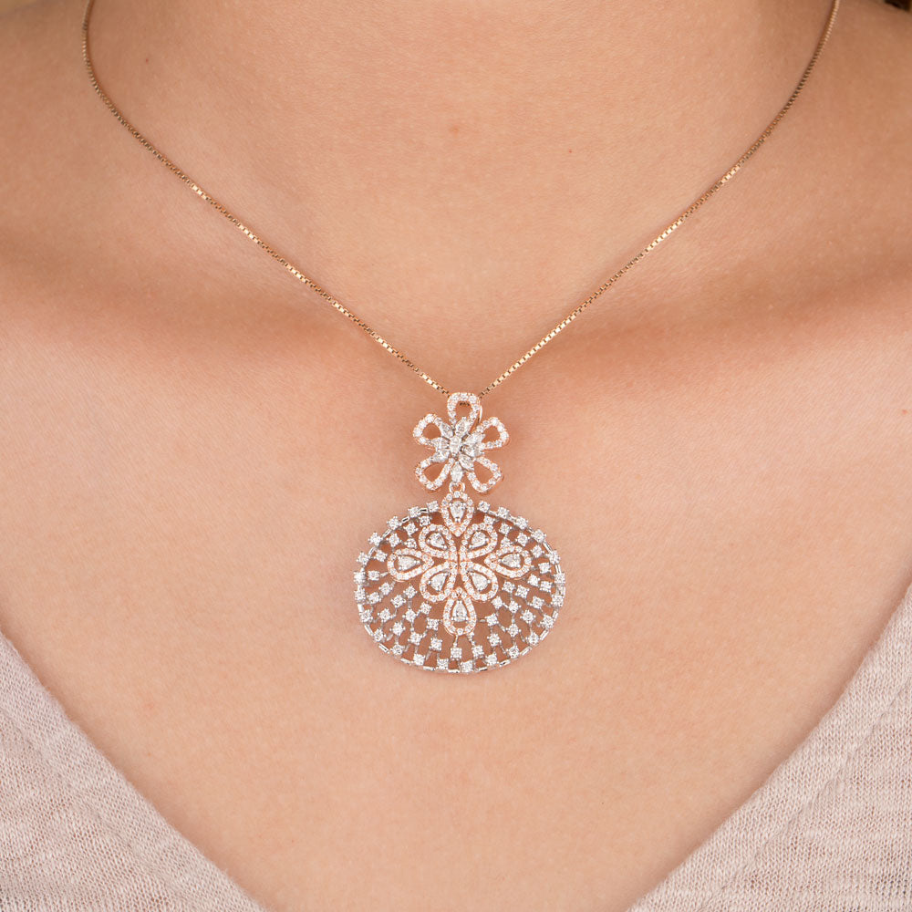 14K Rose Gold Diamond Pendant - 2ct VS-FG