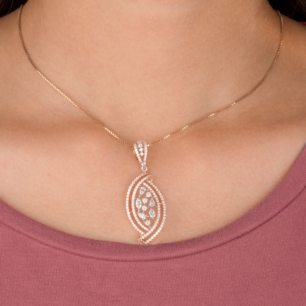 14K Rose Gold Diamond Pendant - 1.33ct VS-FG