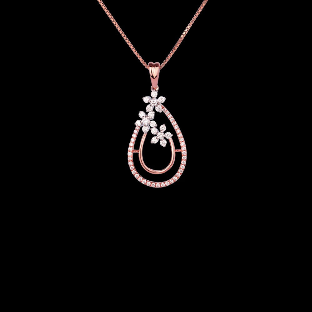 18K Rose Gold Diamond Pendant - 0.64ct VVS-VS-GH