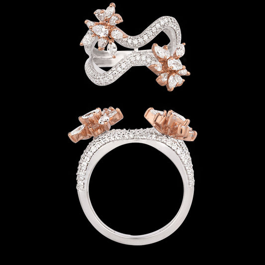 18K Two Tone Gold Diamond Ring - 1.38ct VS-FG