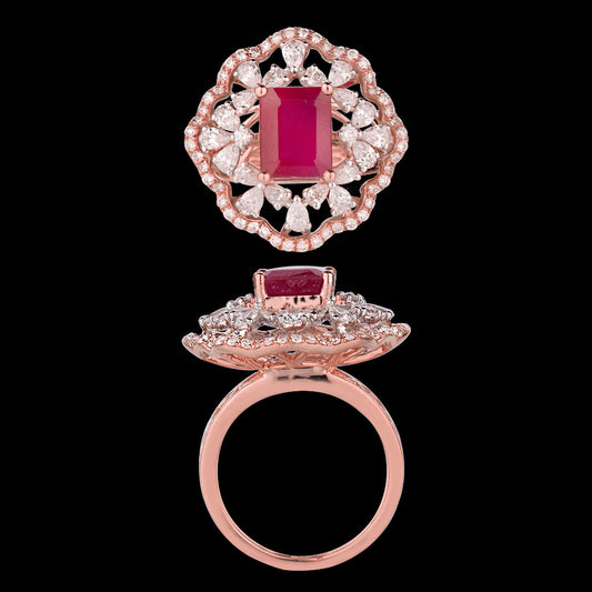 18K Rose Gold Diamond Ring - 1.42ct VS-FG with Colour Stones